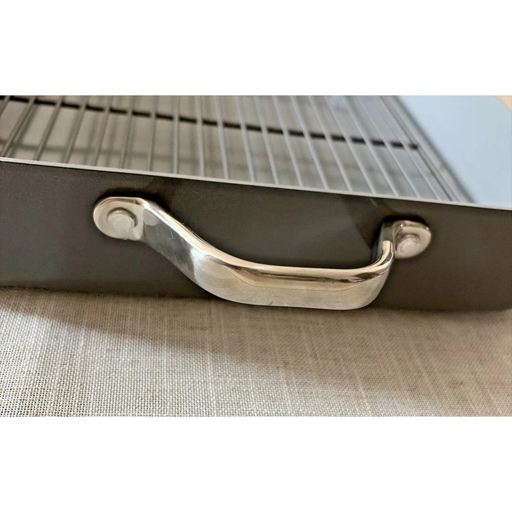Figmint Rectangular Roasting Tray Pan w/ Roasting Rack, Gray - NWOT